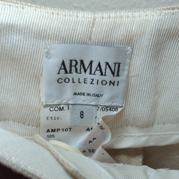 Armani Collezioni Tan Linen-blend Pants Belted Women's Size 8 - Picture 2 of 4